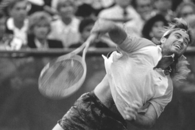 Andre Agassi playing tennis